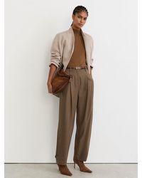 Reiss - Barrel-Leg Button-Tab Pleated Trousers - Lyst