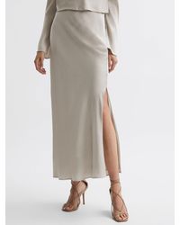 Reiss - Metallic Fitted High Rise Midi Skirt - Lyst