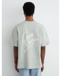 Reiss - Casa - Sage Cotton Logo Short-sleeve Relaxed T-shirt, S - Lyst