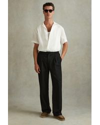 Reiss - Arden - Black Relaxed Twill Drawstring Trousers - Lyst