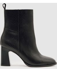 Reiss - Leather Block-Heel Ankle Boots - Lyst