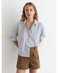 Reiss - Britt - Taupe Neutral Cotton Twill Flap-pocket Shorts With Stretch, Us 4 - Lyst