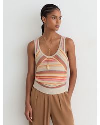Reiss - Miriam - Neutral/coral Striped Knit Scoop-neck Vest, Xs (us 2) - Lyst