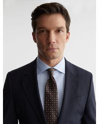Reiss - Salvatore - Chocolate Brown Linen-silk Blend Micro-square Tie, One - Lyst