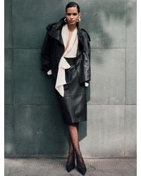 Reiss - Leather Belted Midi Pencil Skirt - Lyst