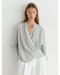 Reiss - Matte Silk Draped Shirt - Lyst