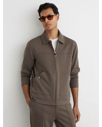 Reiss - Premium Interlock Zip-Through Overshirt - Lyst