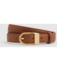 Reiss - Hazel - Tan Leather Curved-buckle Belt, Xs (us 2) - Lyst
