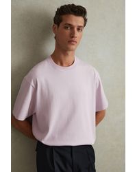 Reiss - Tate - Light Lilac Oversized Garment Dye T-shirt - Lyst