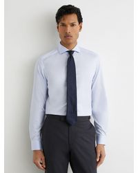 Reiss - Slim - Soft Blue Storm Slim Fit Cotton-twill Two-fold Shirt, Us 14.5 R - Lyst