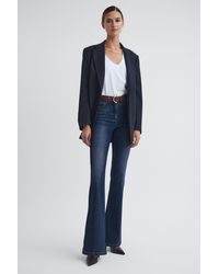 Reiss - Beau - Mid Blue Petite High Rise Skinny Flared Jeans, 26 - Lyst