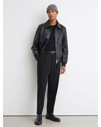 Reiss - Tailored Fit Wool-Blend Belted Pleated Trousers - Lyst