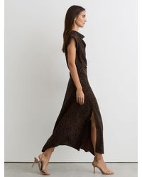 Reiss - Animal-Print Draped Midi Dress - Lyst