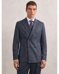 Reiss - Double-Breasted Herringbone Blazer Tailored-Fit Wool-Blend - Lyst