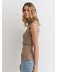 Reiss - Hattie - Dark Neutral Funnel-neck Jersey-knit Vest With Wool, Xs (us 2) - Lyst