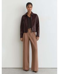 Reiss - Leather Zip-Through Moto Jacket - Lyst