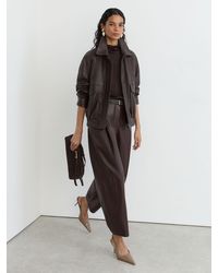 Reiss - Grained-Leather Twin-Pocket Relaxed Jacket - Lyst