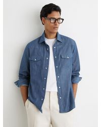 Reiss - Denim Western Press-Stud Shirt Regular-Fit - Lyst