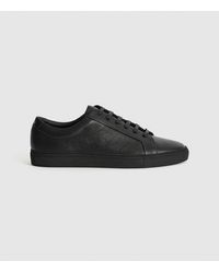 Reiss Luca - Tumbled Leather Sneakers - Black