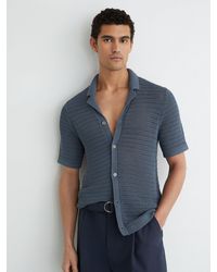 Reiss - Open-Knit Button-Through Shirt - Lyst