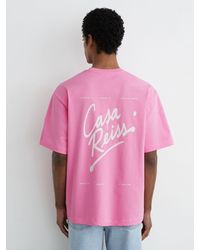 Reiss - Casa - Pink Cotton Logo Short-sleeve Relaxed T-shirt, L - Lyst