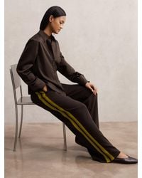 Reiss - Petite Knitted Side-Stripe Wide-Leg Trousers - Lyst