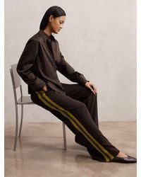 Reiss - Petite Knitted Side-Stripe Wide-Leg Trousers - Lyst