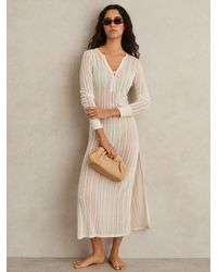 Reiss - Samantha - Cream Knitted Beach Cover-up Dress, S - Lyst