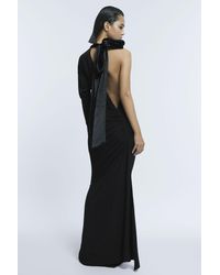 ATELIER - Fitted One-shoulder Velvet Bow Maxi Dress - Lyst