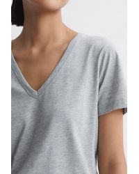 Reiss - Bailey - Grey Marl Cotton V-neck T-shirt, Xs - Lyst