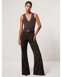Reiss - Petite Suede Patch-Pocket Flared Trousers - Lyst