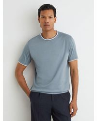 Reiss - Ainsley - Dusty Blue Air-water Cotton Tipped Tailored-fit T-shirt, S - Lyst