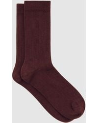 Reiss - Cotton Blend Ribbed Loafer Socks - Lyst