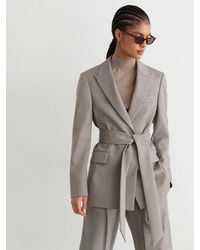 Reiss - Wool-Blend Single-Breasted Belted Blazer - Lyst