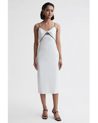 Reiss - Leona Cut-out Contrasting-trim Cotton Midi Dress - Lyst