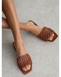 Reiss - Woven Flat Slip-On Sandals - Lyst