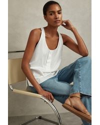 Reiss - Eira - Ivory Relaxed Cotton Scoop Neck Vest - Lyst