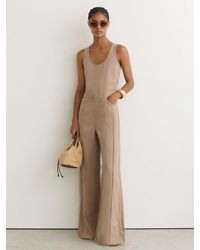 Reiss - Lyocell-Linen Wide-Leg Jumpsuit - Lyst