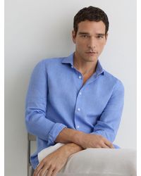 Reiss - Linen Cutaway-Collar Regular-Fit Shirt - Lyst