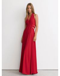 Reiss - Halterneck Pleated Maxi Dress - Lyst