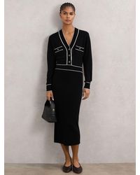 Reiss - Petite Wool-Blend Tipped Dress With Cashmere - Lyst