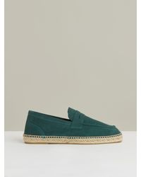 Reiss - Cannes - Light Teal Suede Penny-strap Espadrilles, Us 12 (uk 11) - Lyst
