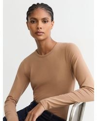 Reiss - Cotton Crew-Neck Long-Sleeve T-Shirt With Stretch - Lyst