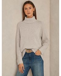 Reiss - Eliza Oatmeal Wool-Cashmere Roll-Neck Jumper - Lyst