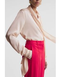 Reiss - Giselle - Nude Tie Detail Blouse - Lyst