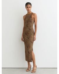 Reiss - Snake-Print Jersey Racer Midi Dress - Lyst