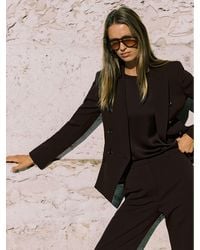 Reiss - Priya - Chocolate Brown Twill Double-breasted Blazer, Us 2 - Lyst