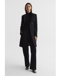 Reiss - Mia - Black Wool Blend Mid-length Coat, Us 0 - Lyst