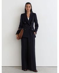 Reiss - Petite Wool-Blend Twill Double-Breasted Blazer - Lyst