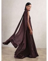 Reiss - Satin Cape Maxi Dress - Lyst